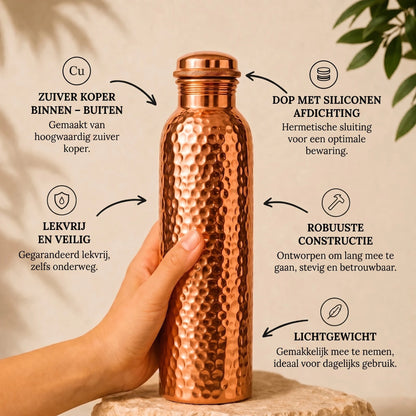 Koperen Waterfles – Clarisme™ | Natuurlijk Gezuiverd Water, Zonder Plastic