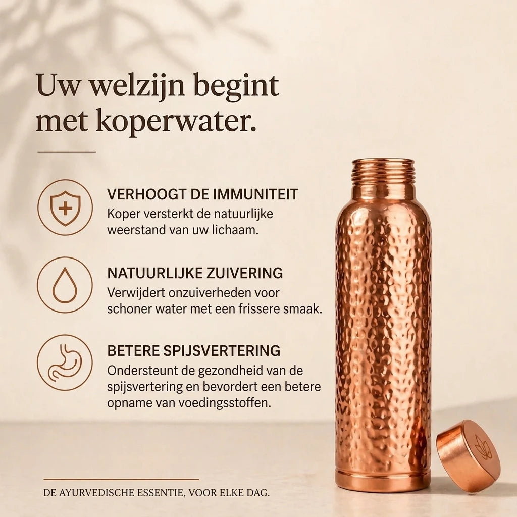 Koperen Waterfles – Clarisme™ | Natuurlijk Gezuiverd Water, Zonder Plastic
